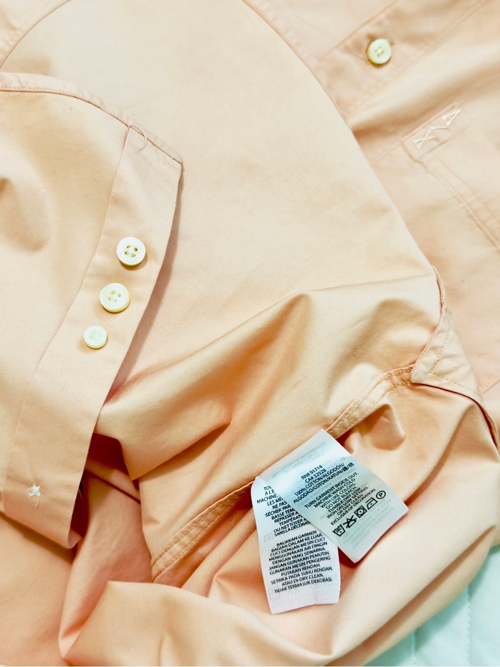 Armani Exchange A/X Coral Peach Button Down Dress Shirt Regular Fit Size L - Picture 12 of 13